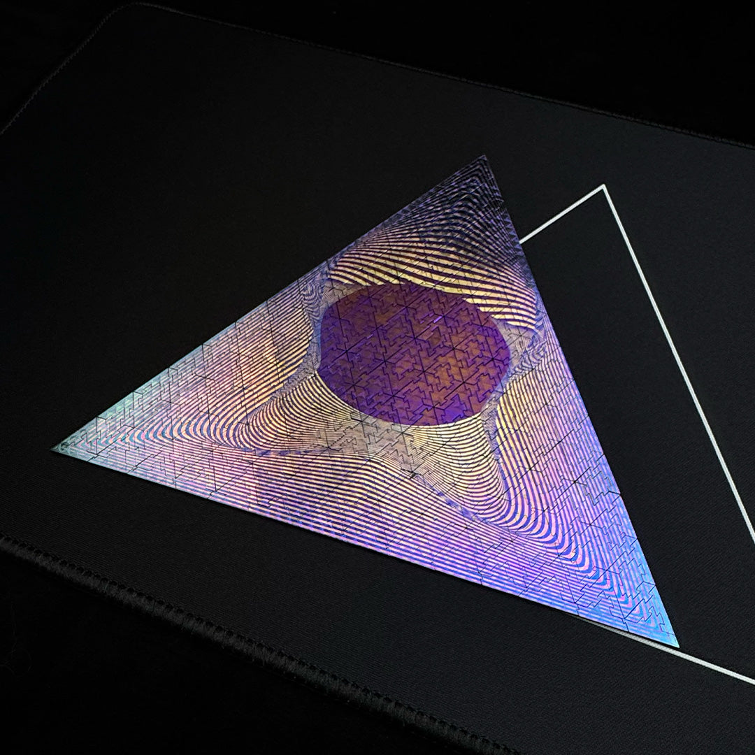 Detail of anodized titanium finish on the Delta 301 jigsaw puzzle